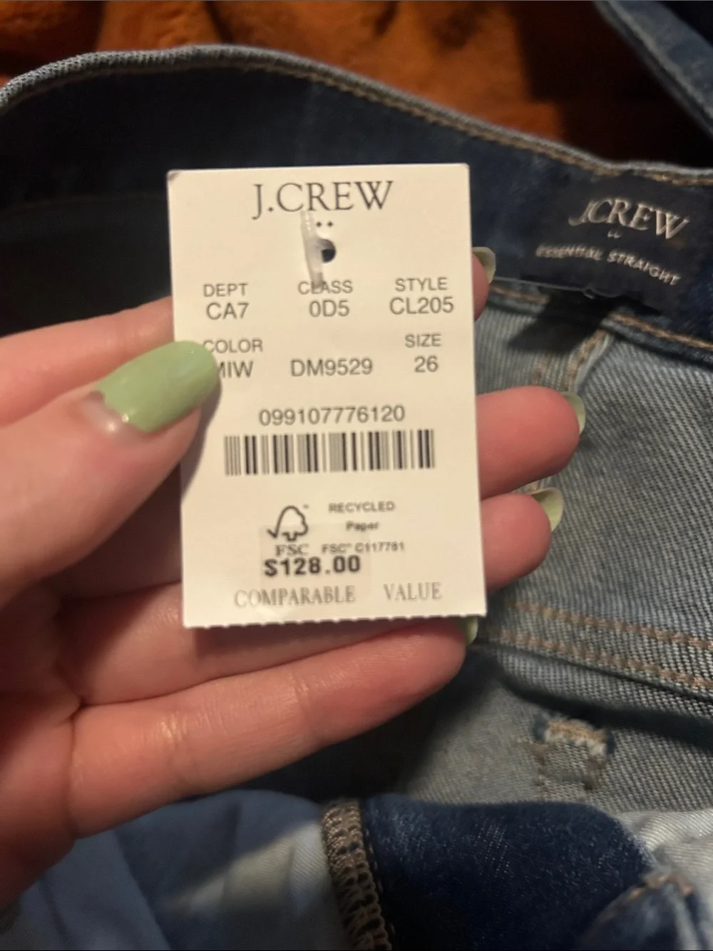 NWT J. Crew Essential Straight Jean in All-Day Stretch